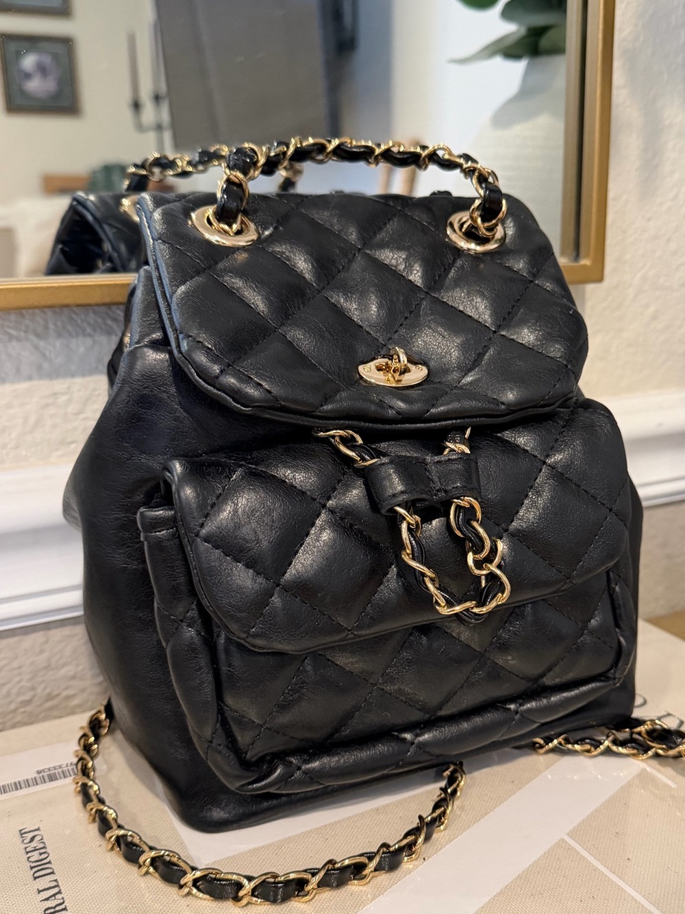 Anoetic ANC Classic Quilted Backpack with Gold Hardware - Picture 3 of 7